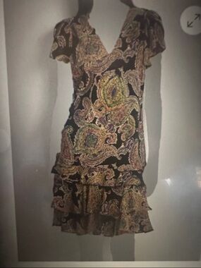 NWT Lauren, Ralph Lauren Tiered V-Neck Dress, size 14